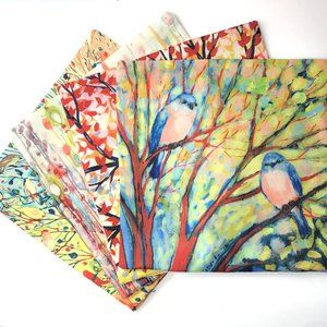 FOUR Bird Tree Plant pillow covers